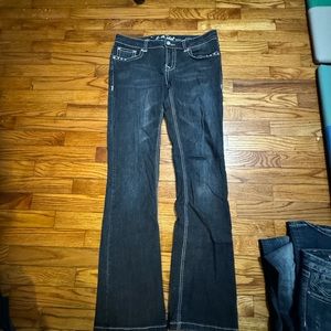 L.A Idol size 11 Extra Long jeans very dark blue  studded